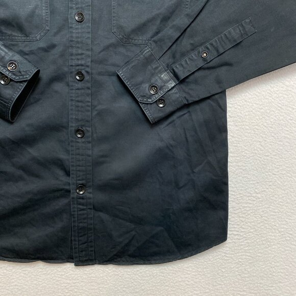 Banana Republic Shirt Jacket Mens M Black Chest Pocket Button Up - Picture 2 of 12